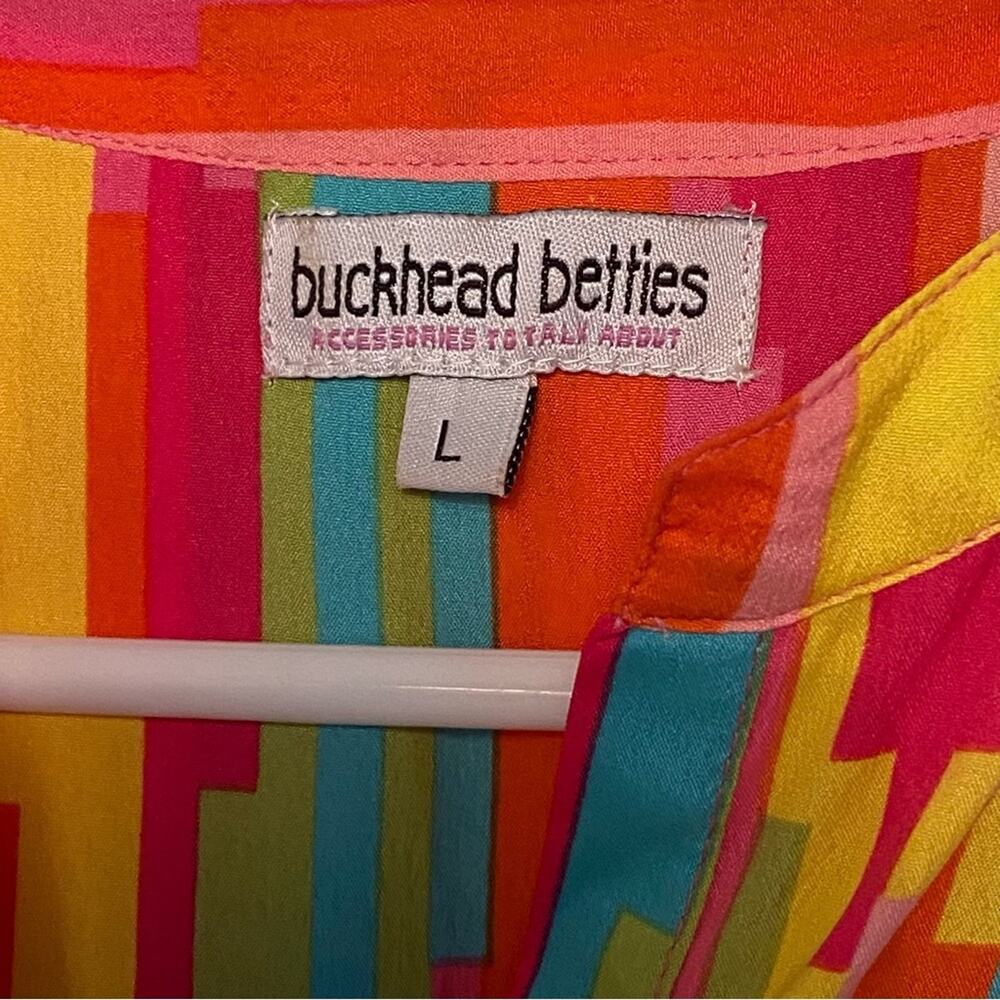 Buckhead Betties Blouse Womens Size Large colorful long sleeve graphic print L - Picture 5 of 6